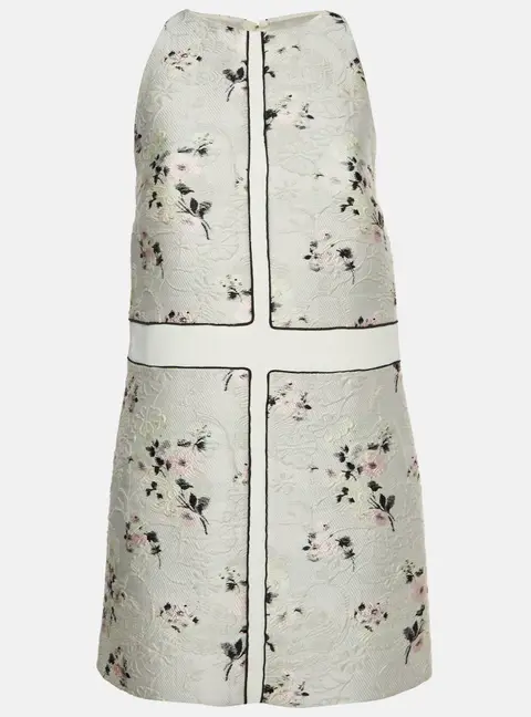 Giambattista Valli White Floral Jacquard Sleeveless Mini Dress S