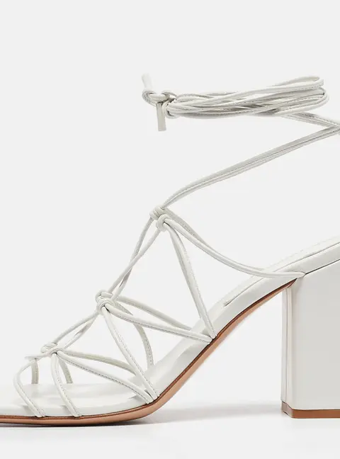 Gianvito Rossi White Leather Minas Ankle Tie Sandals Size 40.5