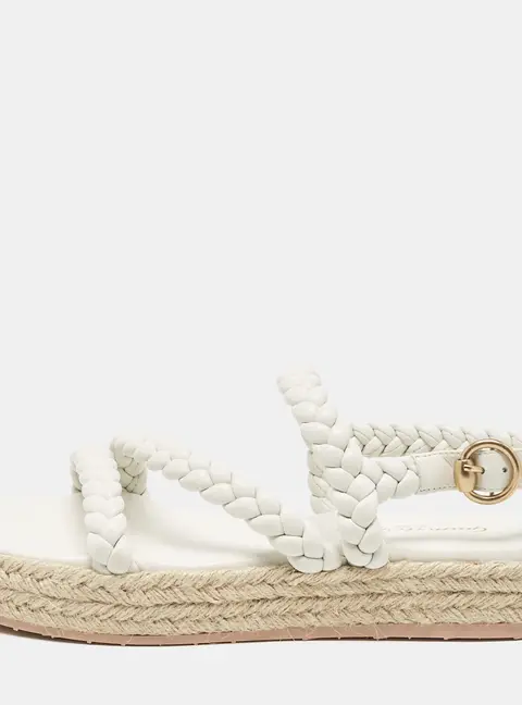 Gianvito Rossi White Braided Leather Platform Espadrille Sandals Size 36.5