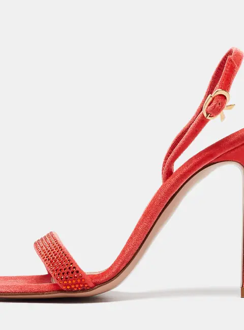 Gianvito Rossi Orange Velvet Britney Slingback Sandals Size 36
