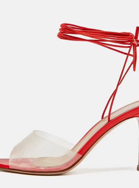 Gianvito Rossi Skye Size 41.5 Red Leather and PVC Ankle Strap Sandals