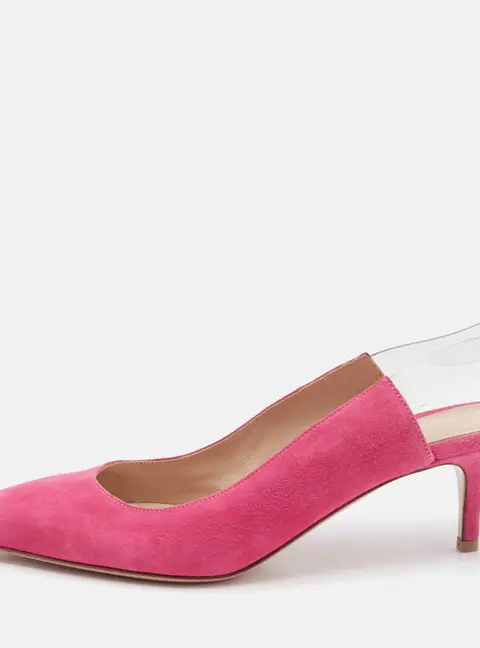 Gianvito Rossi Pink PVC and Suede Slingback Pumps Size 38.5