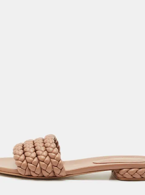 Gianvito  Rossi Beige Braided Leather Flat Sandals Size 41