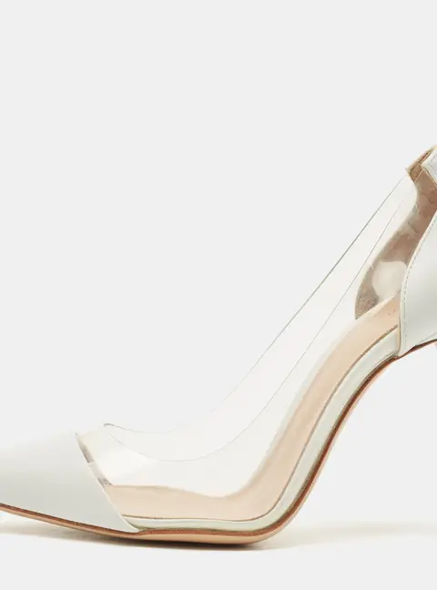 Gianvito Rossi White Leather and PVC Plexi Pumps Size 35