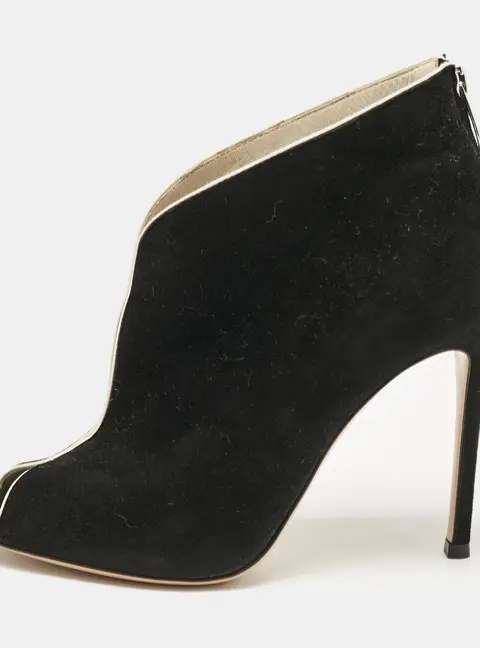 Gianvito Rossi Black Suede Vamp Booties Size 37