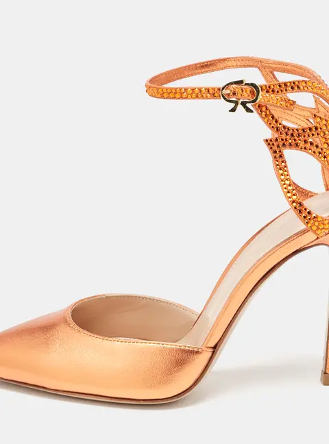 Gianvito Rossi Fleur Size 35.5 Orange Leather and Suede Ankle Strap Sandals