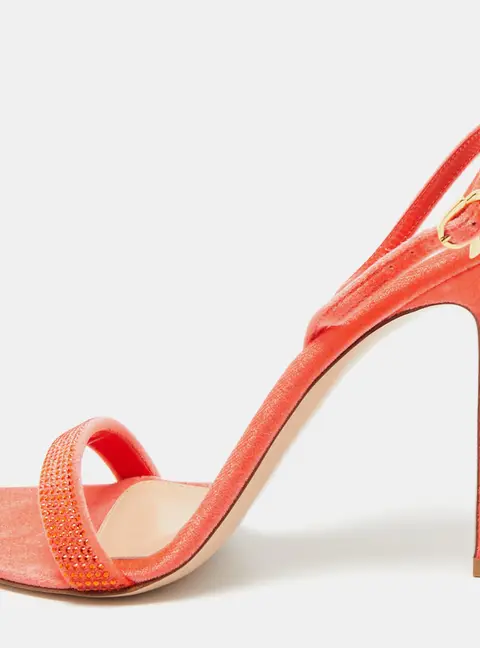 Gianvito Rossi Britney Size 39.5 Red Velvet Slingback Sandals
