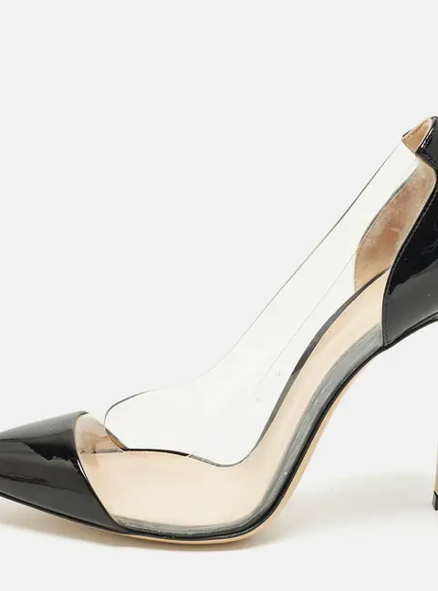 Gianvito Rossi Plexi Size 41 Black/Transparent Patent Leather and PVC Pumps