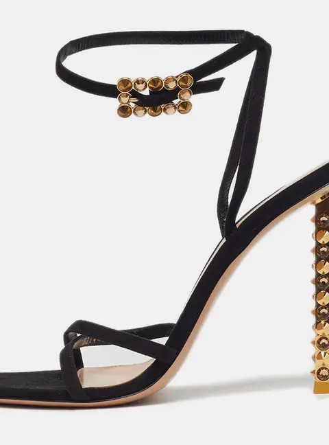 Gianvito Rossi Wonder Size 40 Black Suede Ankle Strap Sandals