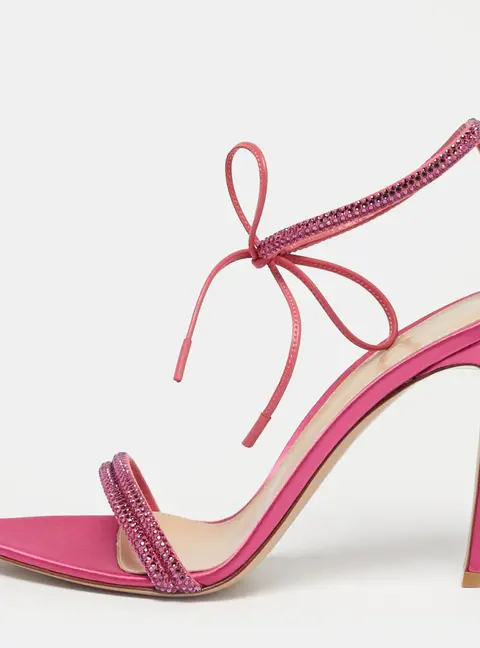 Gianvito Rossi Montecarlo Size 39 Pink Satin and Suede Ankle Strap Sandals