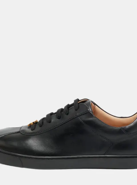 Gianvito Rossi Black Leather Ribbon Low Top Sneakers Size 39