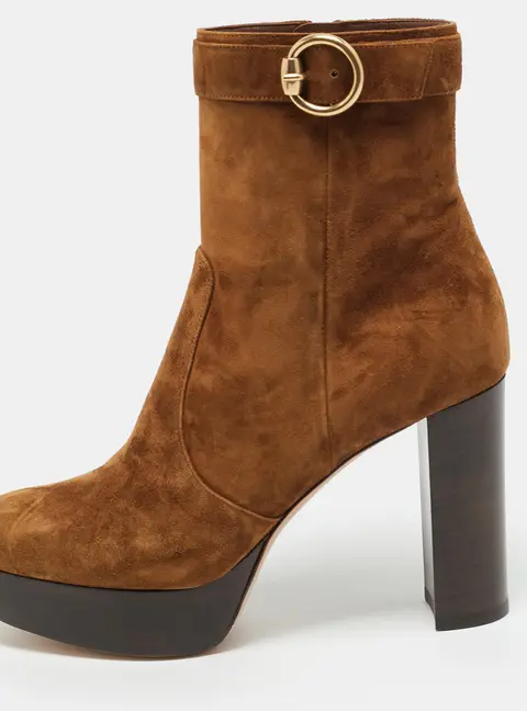 Gianvito Rossi Camoscio Size 40 Brown Suede Ankle Length Boots