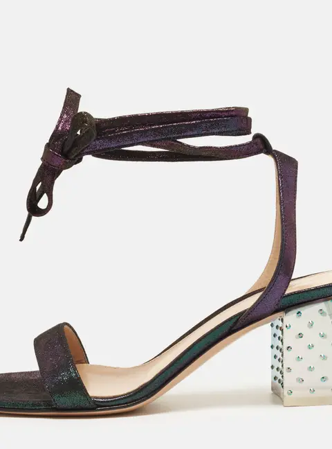Gianvito Rossi Marina Size 37 Blue/Green Suede Ankle Strap Sandals