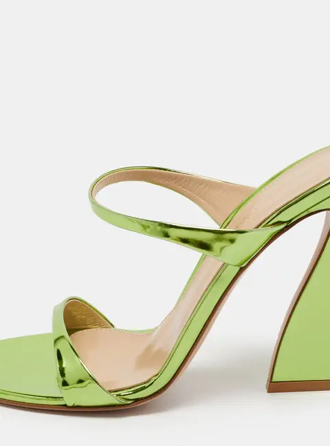 Gianvito Rossi Aura Size 38 Green Leather Slide Sandals