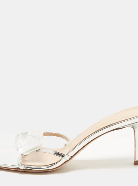 Gianvito Rossi Jaipur Size 39 Silver Patent Leather Slide Sandals
