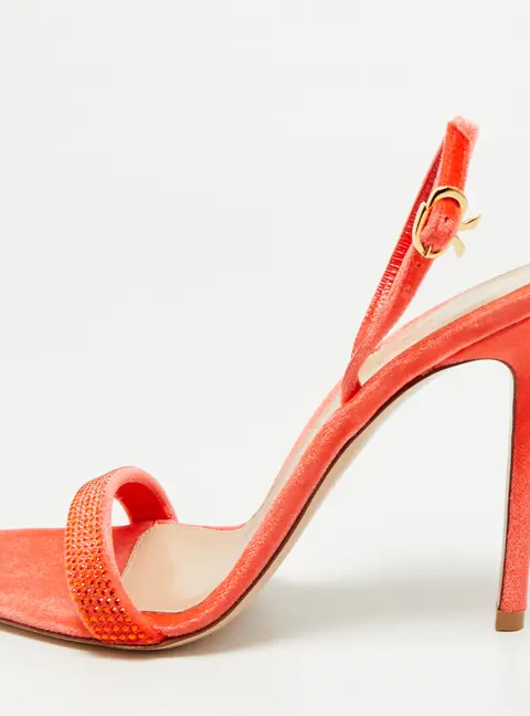Gianvito Rossi Britney Size 38.5 Poppy Red Velvet Slingback Sandals