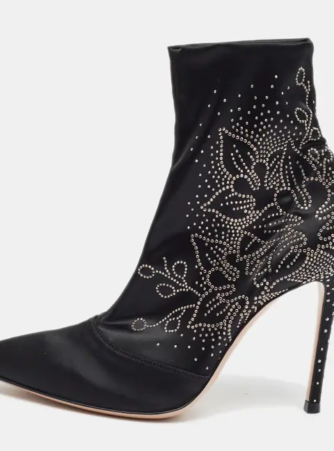 Gianvito Rossi Flore Size 36 Black Nylon Ankle Length Boots