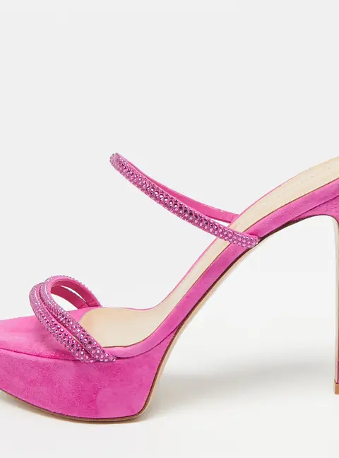 Gianvito Rossi Cannes Size 39 Fuchsia Suede Platform Sandals