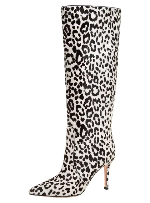 Gianvito Rossi White/Brown Calf Hair Knee Length Boots Size 36