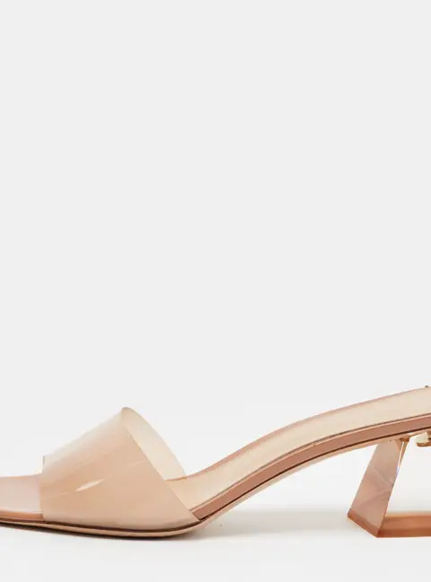 Gianvito Rossi Cosmic Size 42 Beige PVC Block Heel Slide Sandals