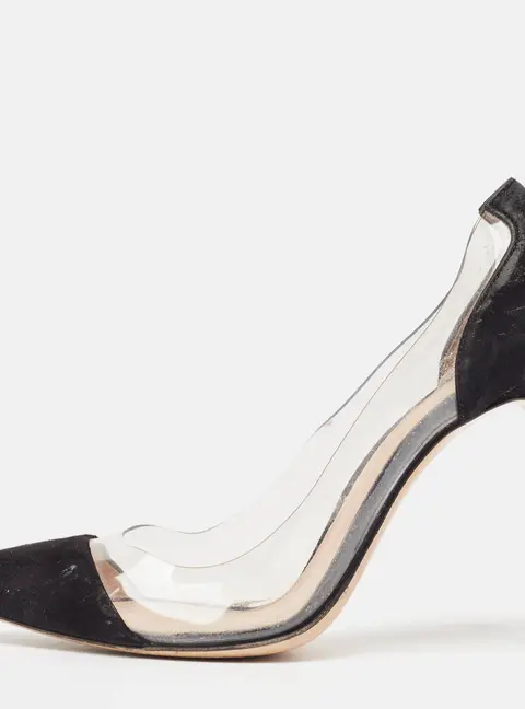 Gianvito Rossi Black Suede and PVC Plexi Pumps Size 38