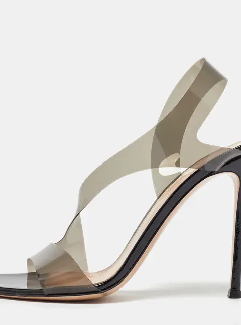 Gianvito Rossi Black PVC Metropolis Slingback Sandals Size 40
