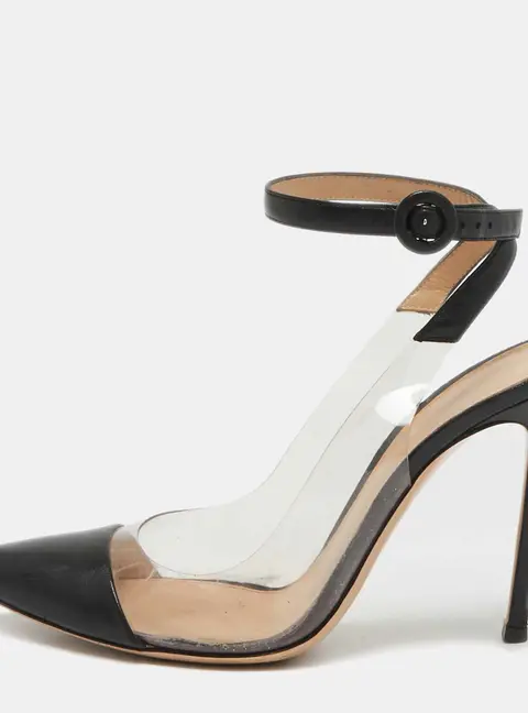 Gianvito Rossi Black Leather and PVC Anise Pumps Size 40.5
