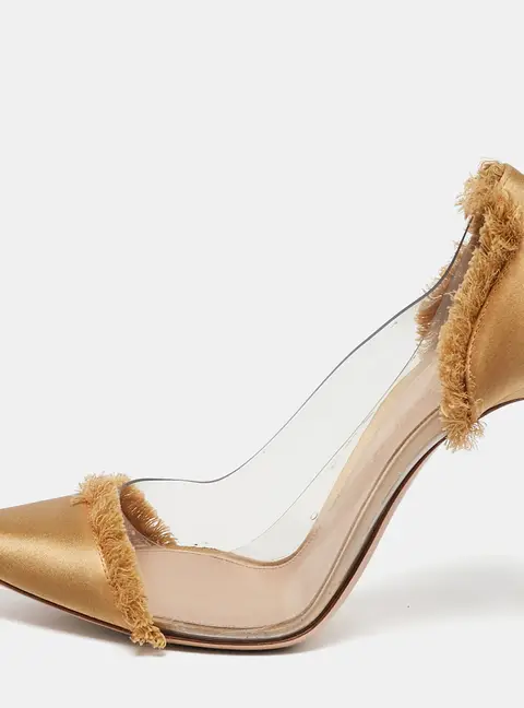 Gianvito Rossi Gold PVC and Satin Plexi Pumps Size 37