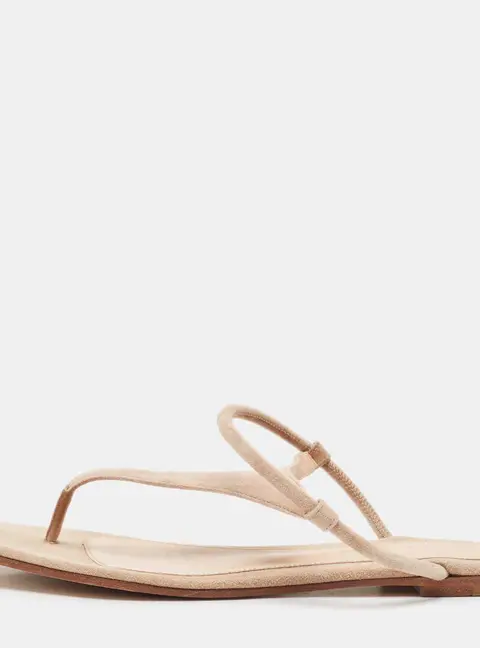 Gianvito Rossi Beige Suede Thong Flat Sandals Size 37.5