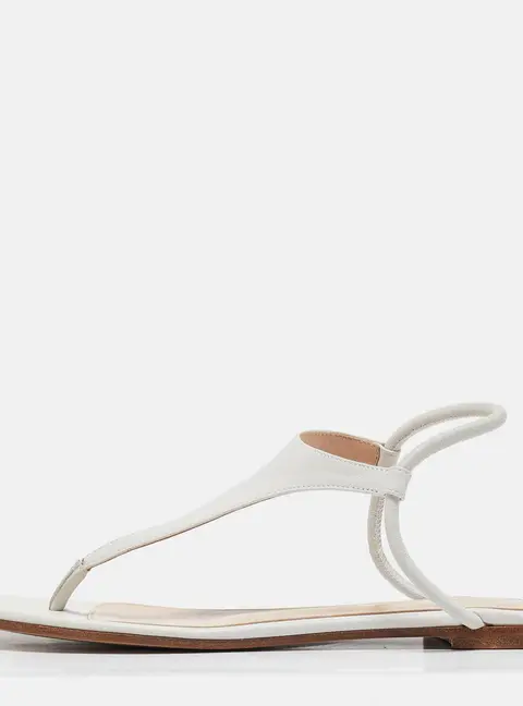 Gianvito Rossi White Leather Thong Flat Sandals Size 37.5