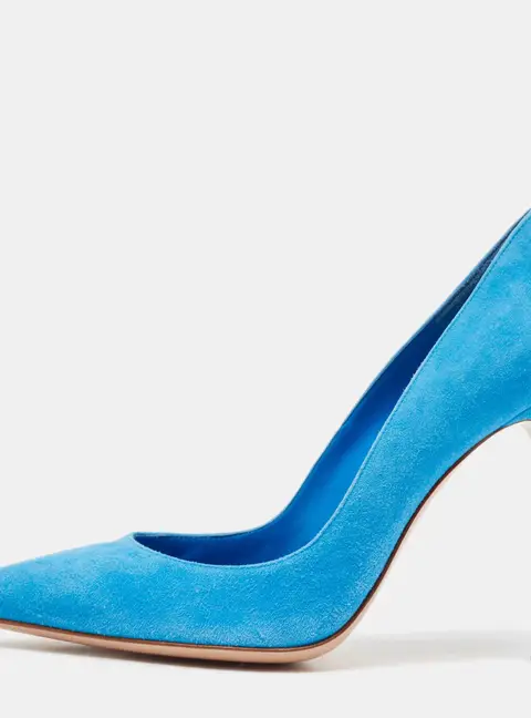 Gianvito Rossi Blue Suede Pointed Toe Pumps Size 37