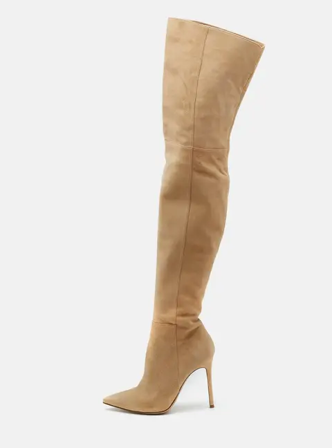 Gianvito Rossi Beige Suede Over The Knee Boots Size 36