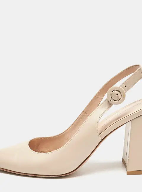 Gianvito Rossi Beige Leather Agathe Slingback Pumps Size 36
