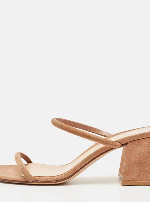 Gianvito Rossi Size 37.5 Beige Suede Slingback Sandals