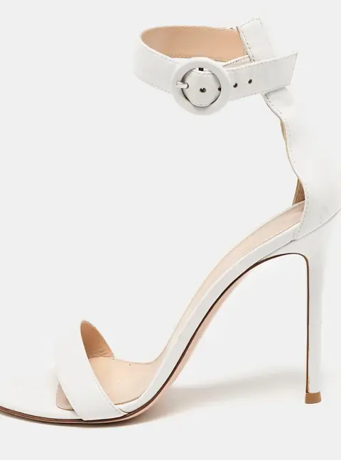 Gianvito Rossi White Suede Embellished Portofino Ankle Cuff Sandals Size 40