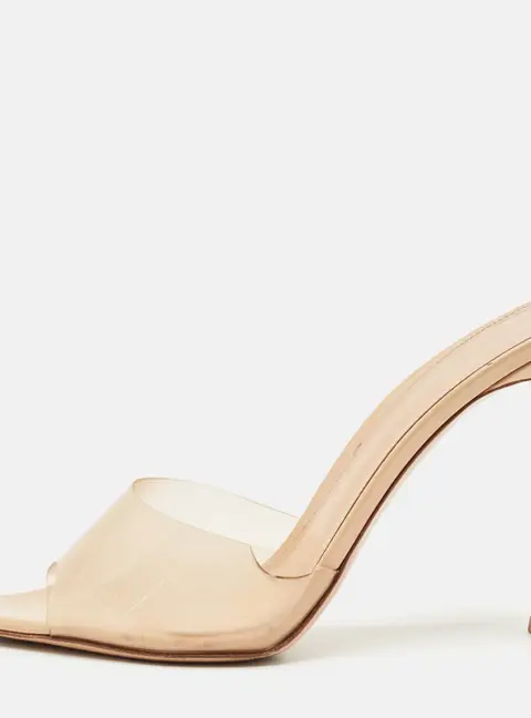 Gianvito Rossi Beige Patent Leather and PVC Elle Slide Sandals Size 39
