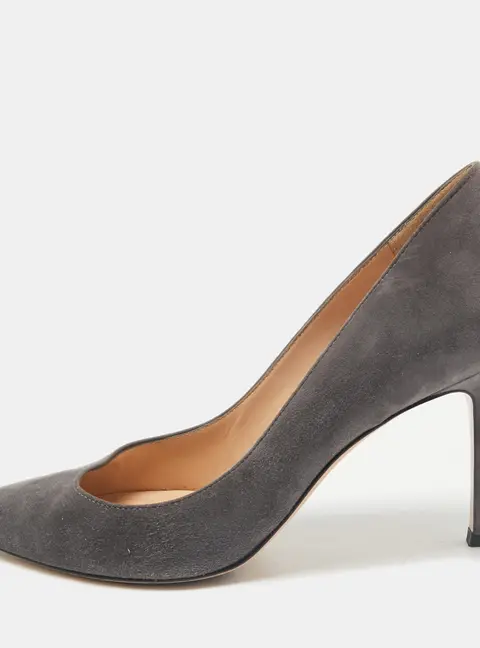 Gianvito Rossi Grey Suede Gianvito 85 Pointed Toe Pumps Size 38.5