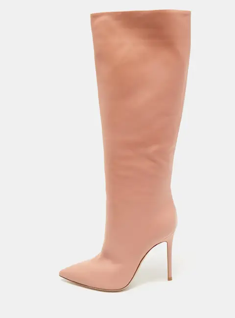 Gianvito Rossi Dusty Pink Leather Suzan Knee Length Boots Size 39