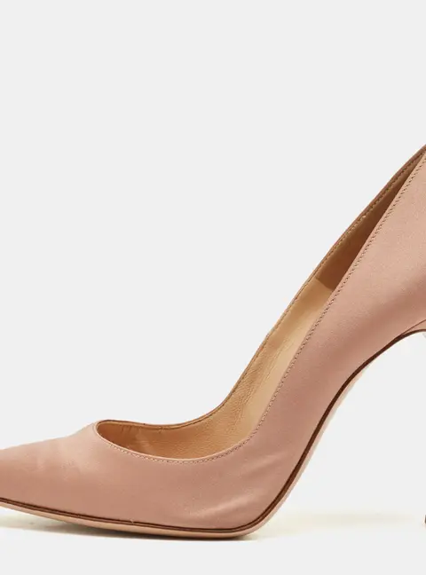 Gianvito Rossi Beige Satin 105 Pointed Toe Pumps Size 37.5