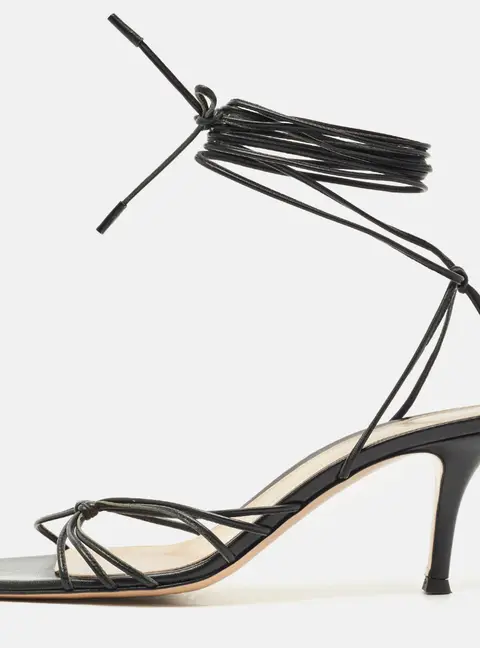 Gianvito Rossi Sylvie Size 37.5 Black Leather Ankle Strap Sandals