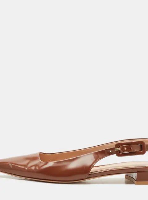 Gianvito Rossi Brown Leather Lindsay Slingback Flats Size 36.5