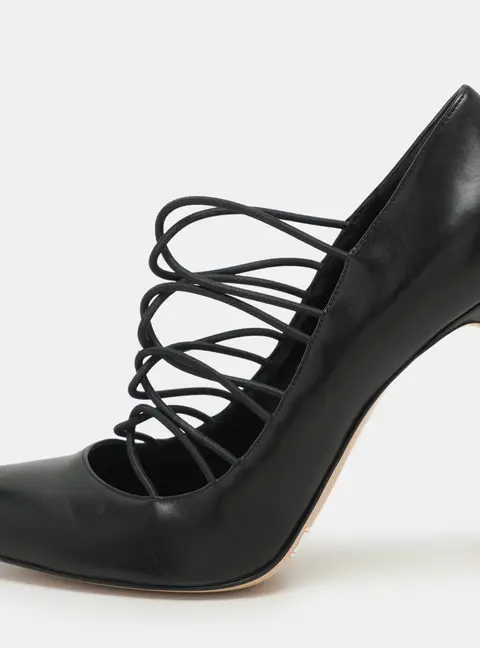 Gianvito Rossi Black Leather Strappy Pumps Size 38.5
