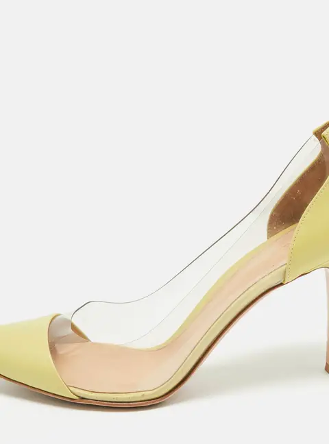 Gianvito Rossi Green Leather and PVC Plexi Pumps Size 41