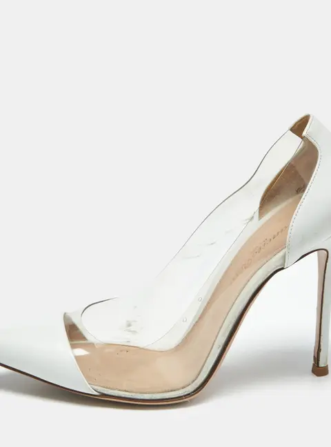 Gianvito Rossi White/Transparent  Leather and PVC Plexi Pumps Size 39