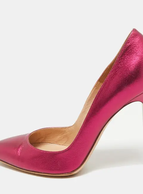 Gianvito Rossi Metallic Pink Leather Plexi Pumps Size 39
