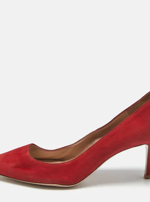 Gianvito Rossi Red Suede Pointed Toe Pumps Size 37