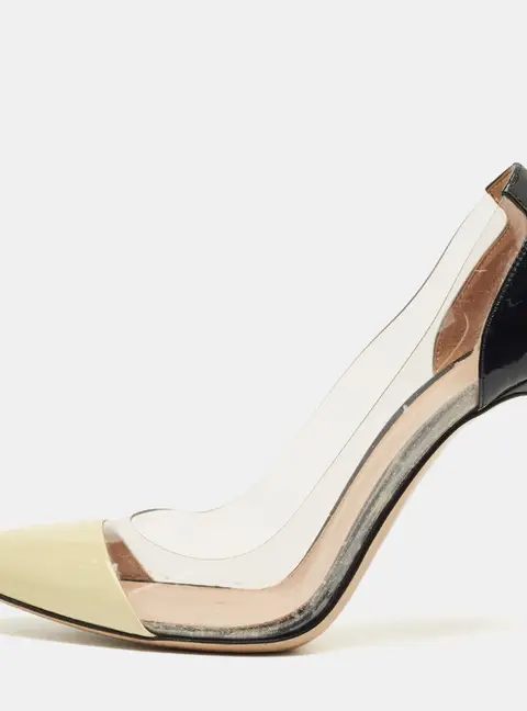 Gianvito Rossi Multicolor Patent Leather and  PVC Plexi Pointed Toe Pumps Size 39