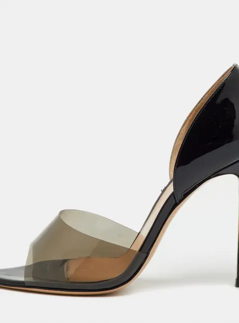Gianvito Rossi Black Patent Leather and PVC Bree D'orsay Pumps Size 41.5