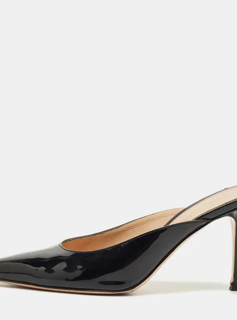 Gianvito Rossi Black Patent Plexi Mules Size 36
