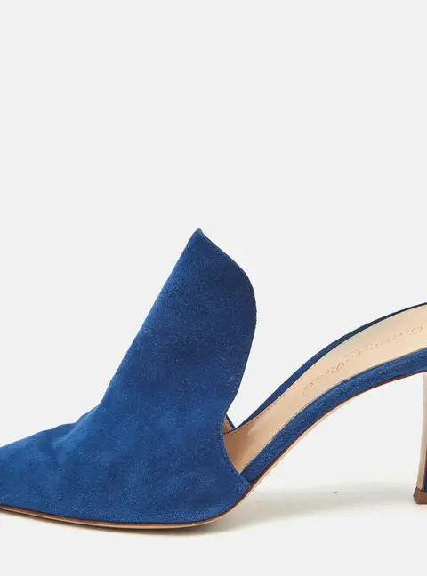 Gianvito Rossi Blue Suede Aramis Mules Size 36